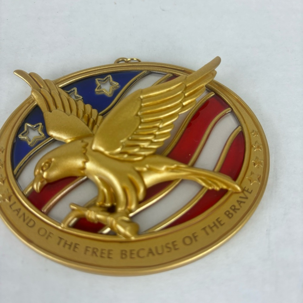 Hallmark Keepsake Ornament-Because of the Brave-original box-American flag/Eagle - Picture 8 of 9